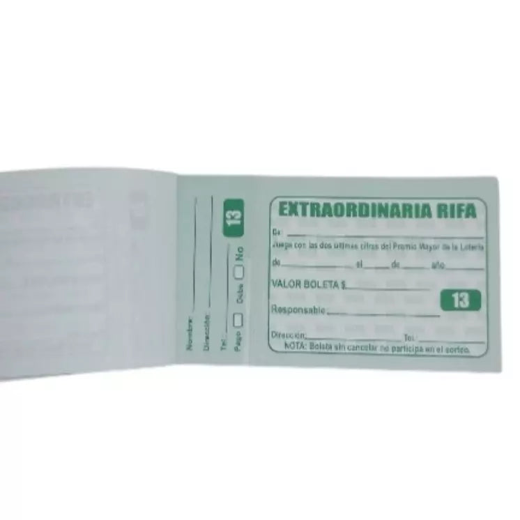 Talonario de Rifa Bond Pequeño | CD 062130