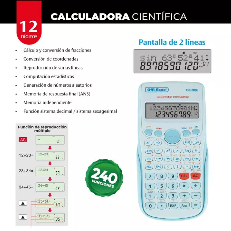 Calculadora Científica Offi Esco OE986 | CD 051387