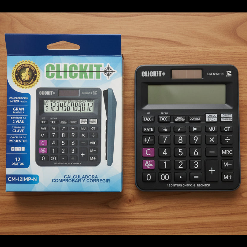 Calculadora Clickit 12 Dígitos CM-12IMP-N | CD 050077